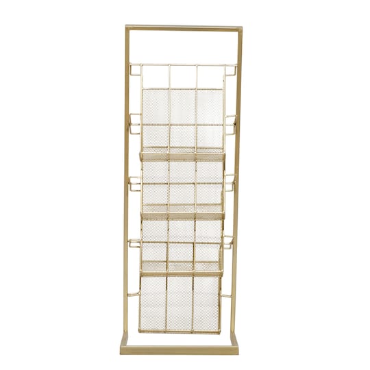 Gold Contemporary Tabletop Metal Magazine Rack
